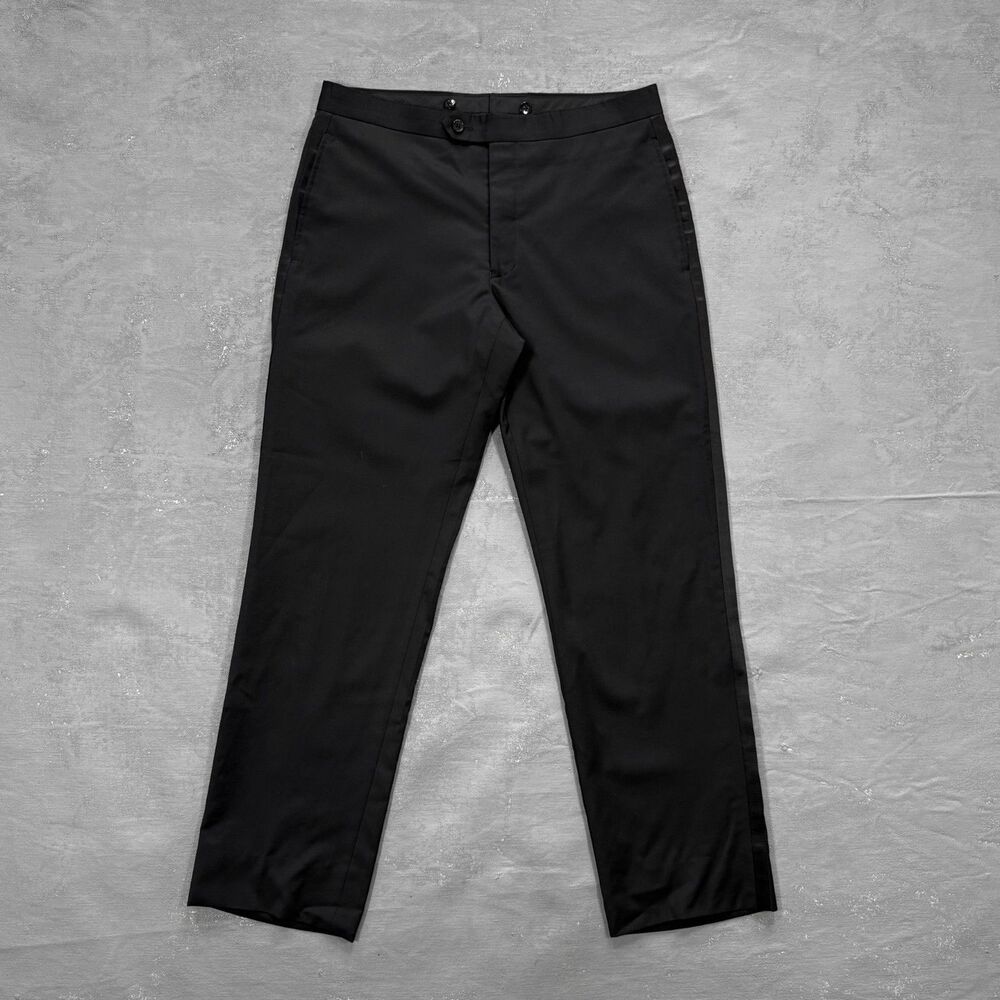 Vintage Black Wool Relaxed Fit Tuxedo Pants Size 32 S